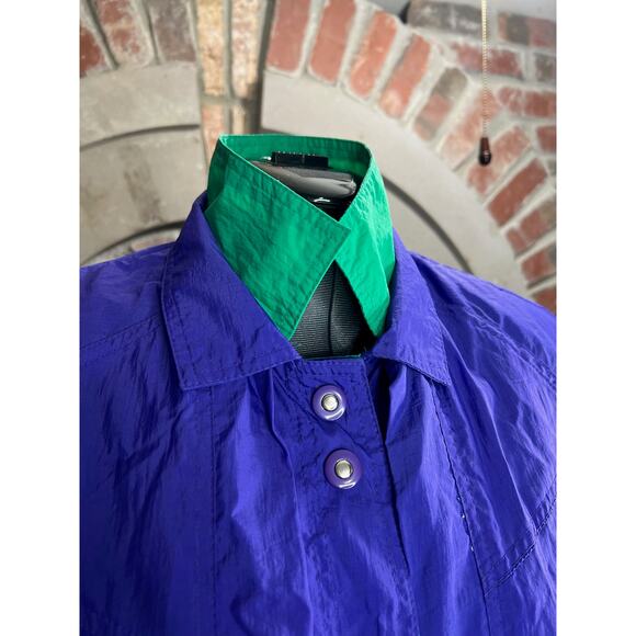cobblestone jacket windbreaker green purple 1980s snap front double collar - Picture 4 of 15